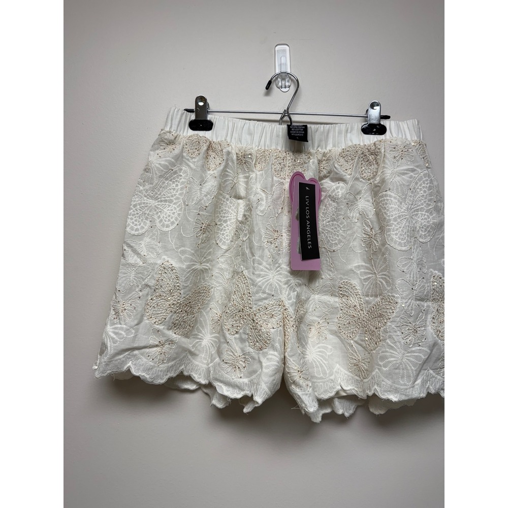 Liv Los Angeles Dress Shorts Sequin Butterfly Sz L New